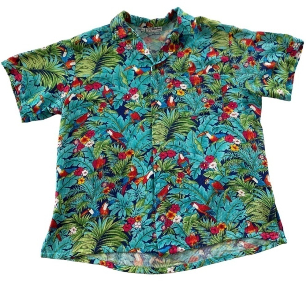 The Bagshaws of St. Lucia true vintage Hawaiian shirt with toucans and parrots. - Picture 3 of 8